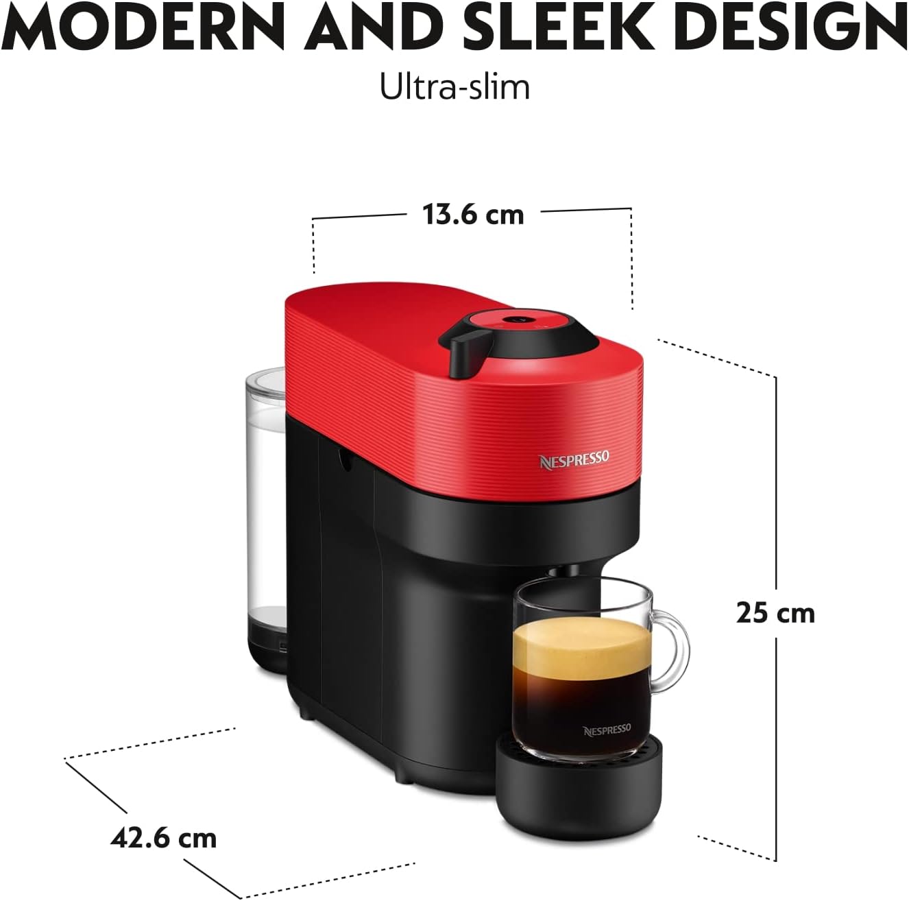 NESPRESSO Vertuo Pop Red Coffee Machine - UAE VersionKitchen AppliancesAdd a touch of colour to your life with the Nespresso Vertuo Pop machine.Bursting in a range of six vibrant colours, from Spicy Red to Pacific Blue, Vertuo Pop makes a bold statement t